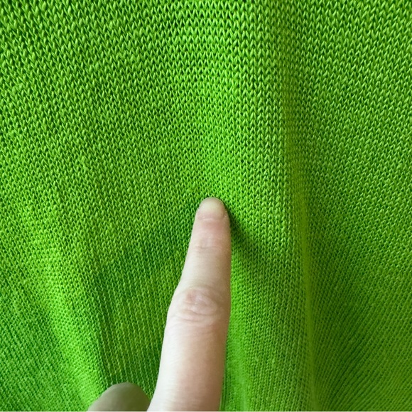 Massimo Dutti Bright Vibrant Green Linen Collared Short Sleeve Top - Picture 7 of 8